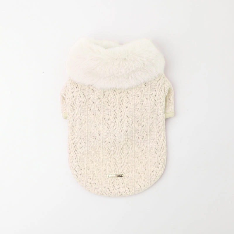 ファーカラーニットトップス